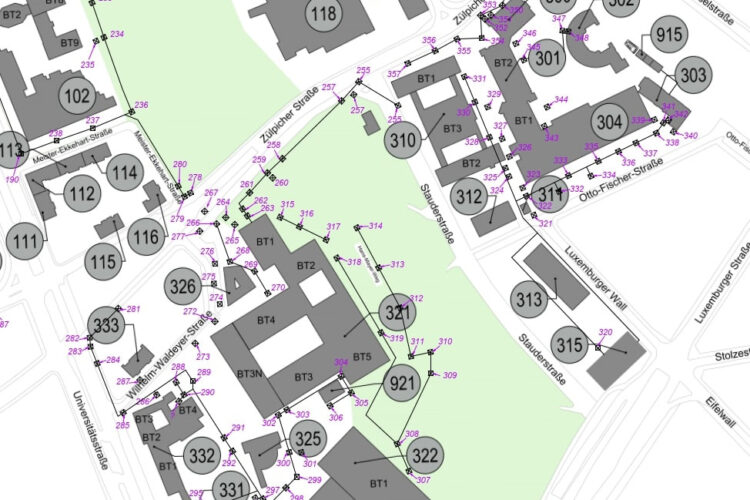 Köln, Universität zu Köln – Kabelschächte und Leerrohrtrassen